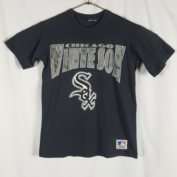 Vtg 90s Chicago White Sox T-Shirt Black MLB Spell - Picture 3 of 7
